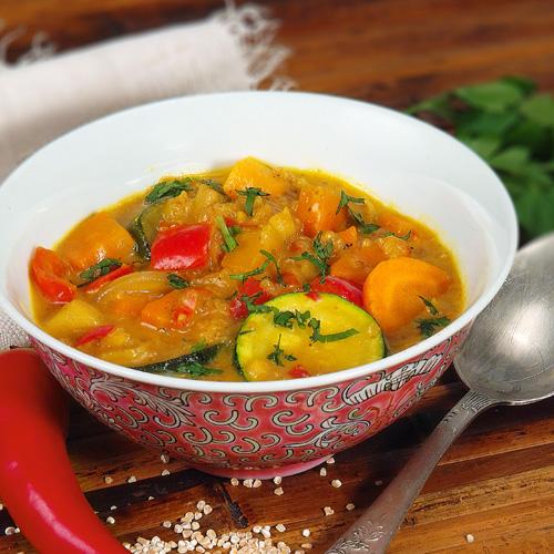 Przepis Dyniowe curry z kaszą orkiszową i świeżą, zieloną kolendrą