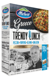 Grecki obiad Trendy Lunch Greece: Pęczak, papryka, oliwki, bakłażan