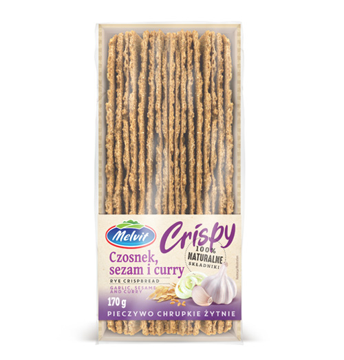 Pieczywo chrupkie żytnie z czosnkiem, sezamem i curry 170 g